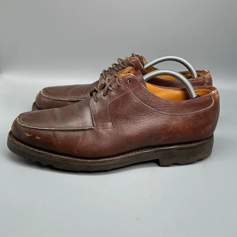 John Lobb Barros Mens 9 Dark Brown Leather Derby Shoes Lace-Up Low Top Casual